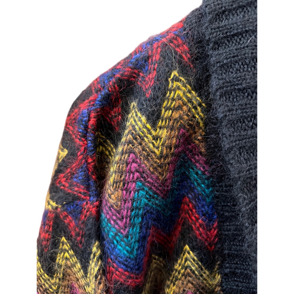 Vintage Silverleaf Mohair Cardigan Chevron Zigzag Grandmacore Eccentric Retro View 3